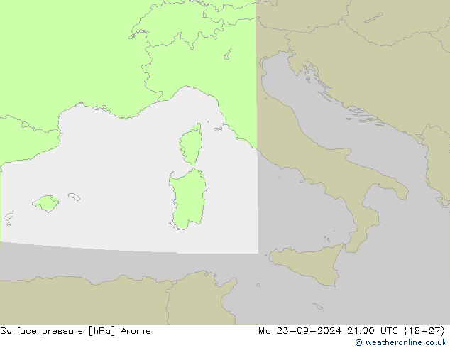 ciśnienie Arome pon. 23.09.2024 21 UTC