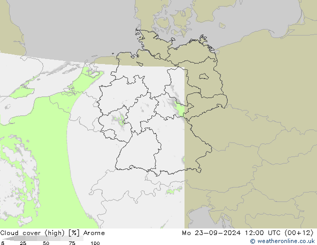 Wolken (hohe) Arome Mo 23.09.2024 12 UTC