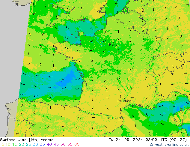  10 m Arome  24.09.2024 03 UTC