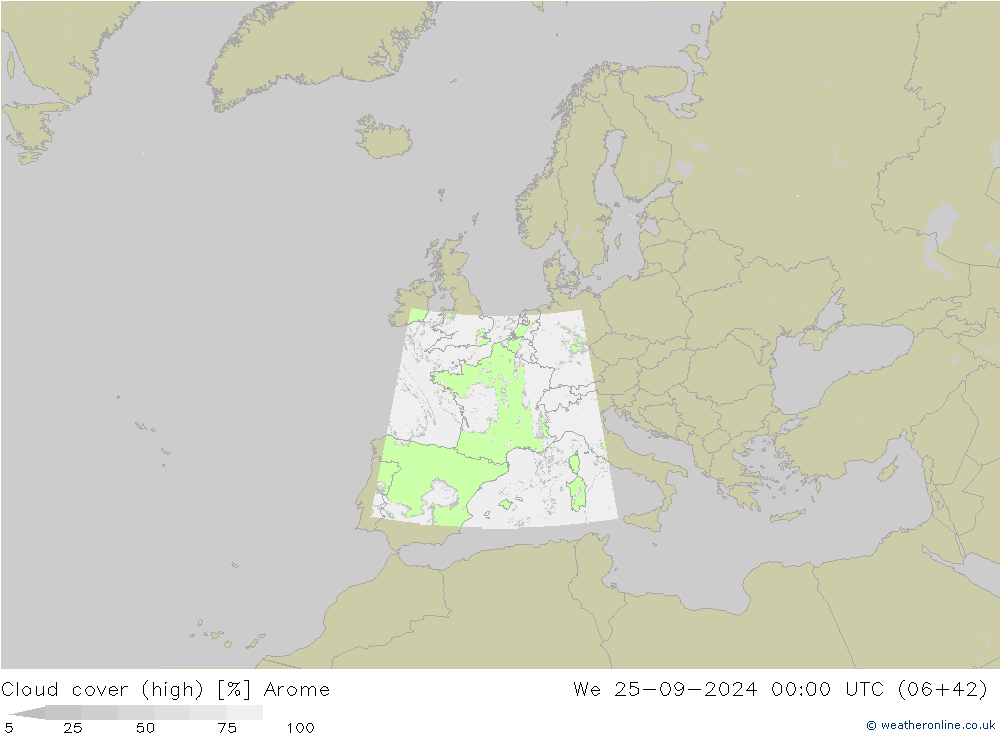 Nubi alte Arome mer 25.09.2024 00 UTC