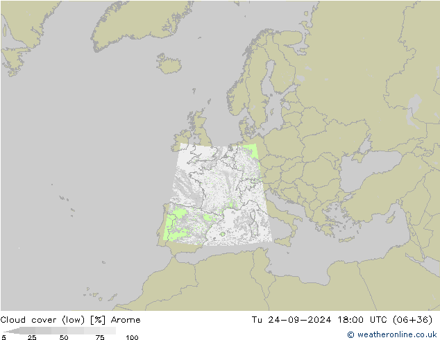 Nuages (bas) Arome mar 24.09.2024 18 UTC