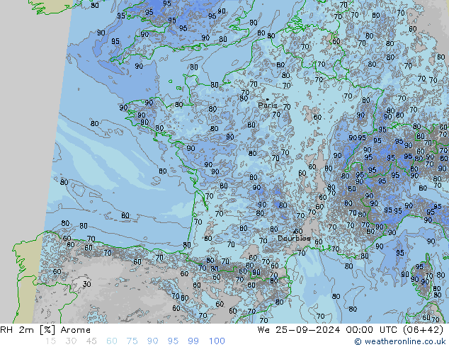 2m Nispi Nem Arome Çar 25.09.2024 00 UTC