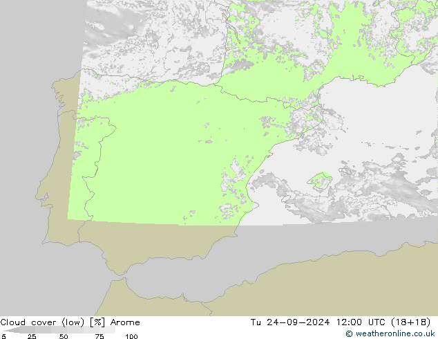 Bulutlar (düşük) Arome Sa 24.09.2024 12 UTC