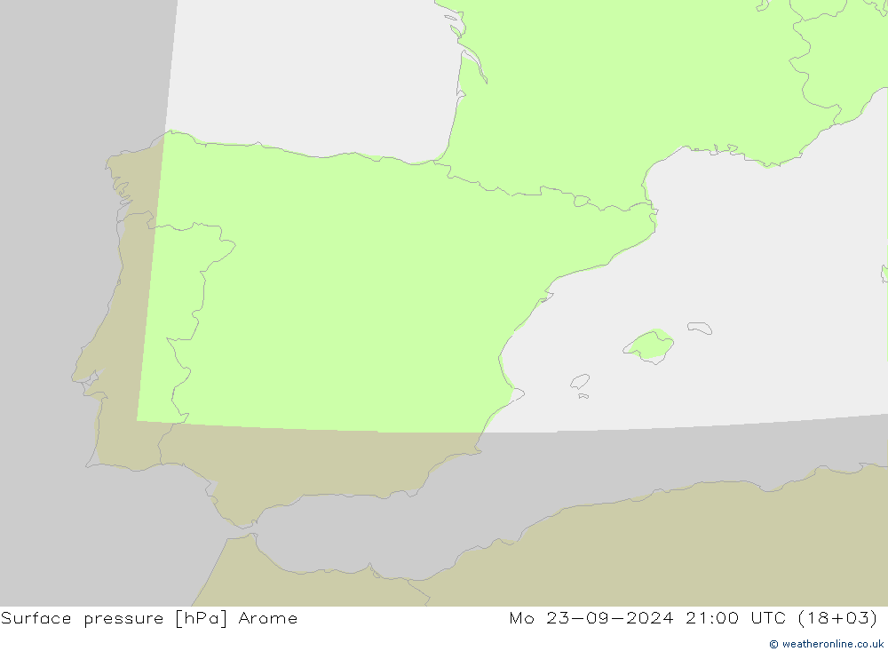 Pressione al suolo Arome lun 23.09.2024 21 UTC