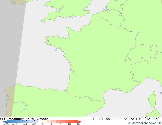 Tendenza di Pressione Arome mar 24.09.2024 00 UTC