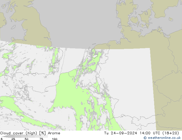 Wolken (hohe) Arome Di 24.09.2024 14 UTC