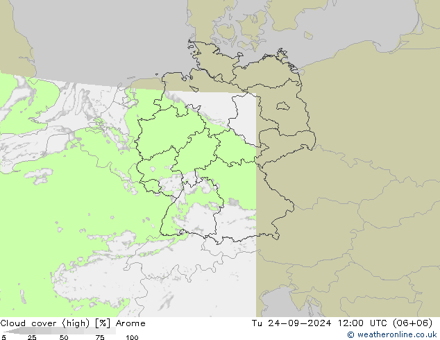 Bulutlar (yüksek) Arome Sa 24.09.2024 12 UTC