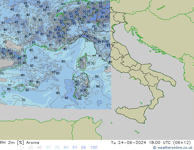 RV 2m Arome di 24.09.2024 18 UTC