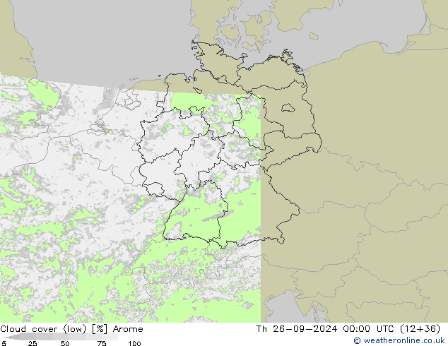 Nubes bajas Arome jue 26.09.2024 00 UTC