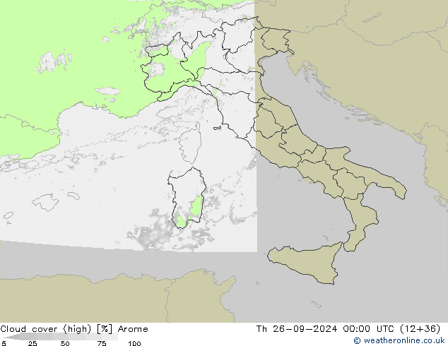 Nuages (élevé) Arome jeu 26.09.2024 00 UTC