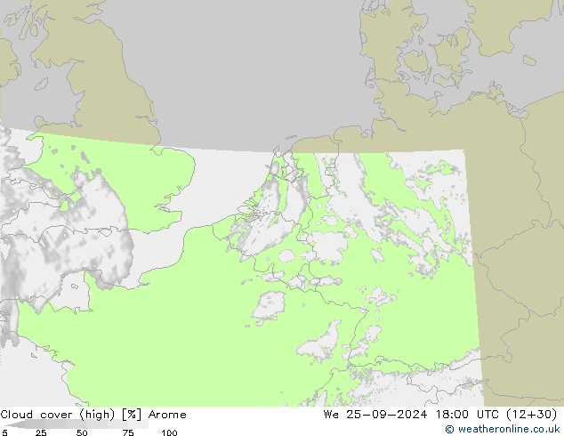 Nuages (élevé) Arome mer 25.09.2024 18 UTC