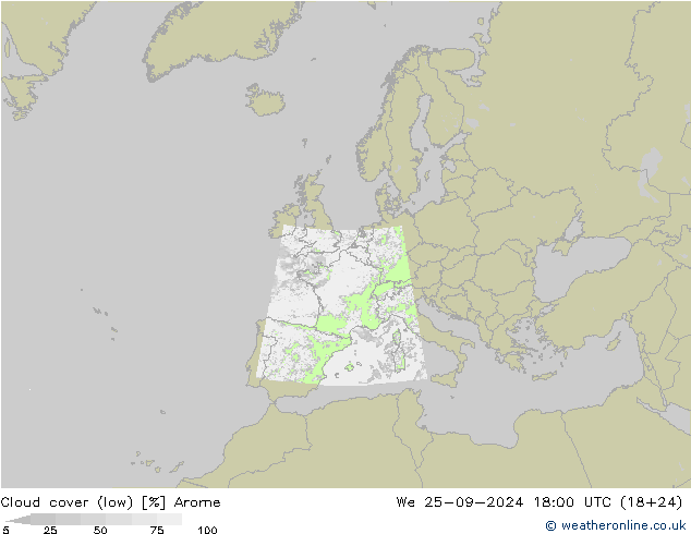 zachmurzenie (niskie) Arome śro. 25.09.2024 18 UTC