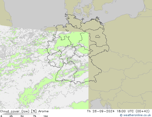 Bewolking (Laag) Arome do 26.09.2024 18 UTC