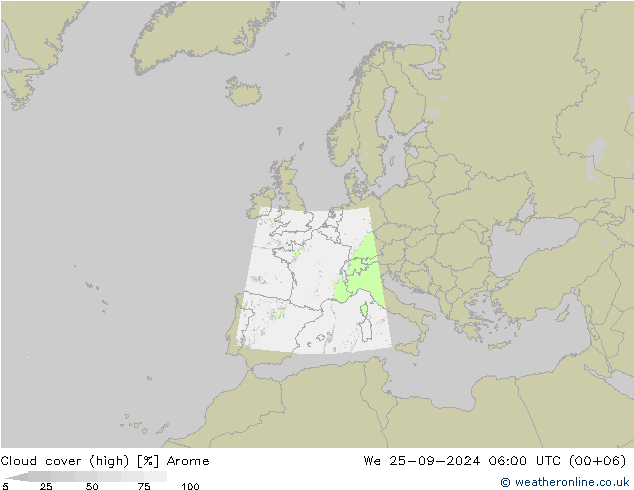 vysoký oblak Arome St 25.09.2024 06 UTC