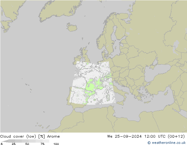 Nuages (bas) Arome mer 25.09.2024 12 UTC