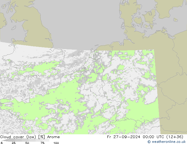 Bulutlar (düşük) Arome Cu 27.09.2024 00 UTC