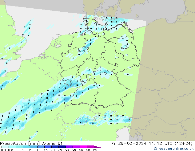 Precipitation Arome 01 Fr 29.03.2024 12 UTC