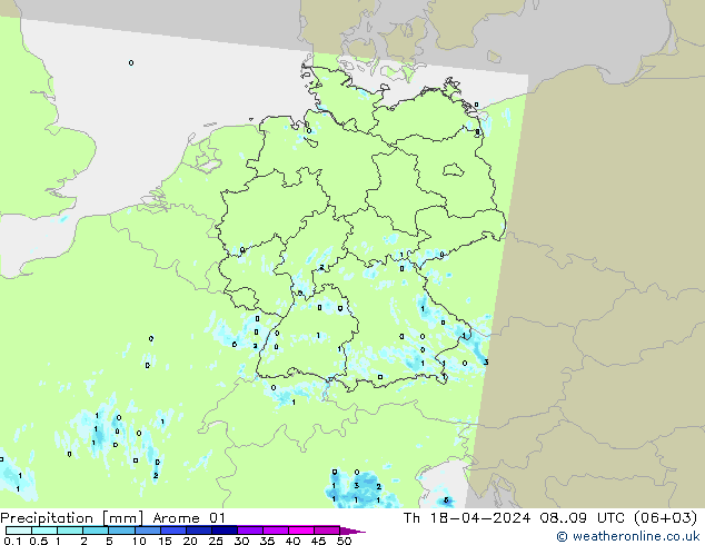 Precipitazione Arome 01 gio 18.04.2024 09 UTC