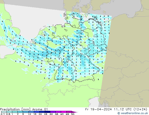 Precipitation Arome 01 Fr 19.04.2024 12 UTC