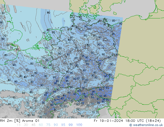 RH 2m Arome 01 Fr 19.04.2024 18 UTC