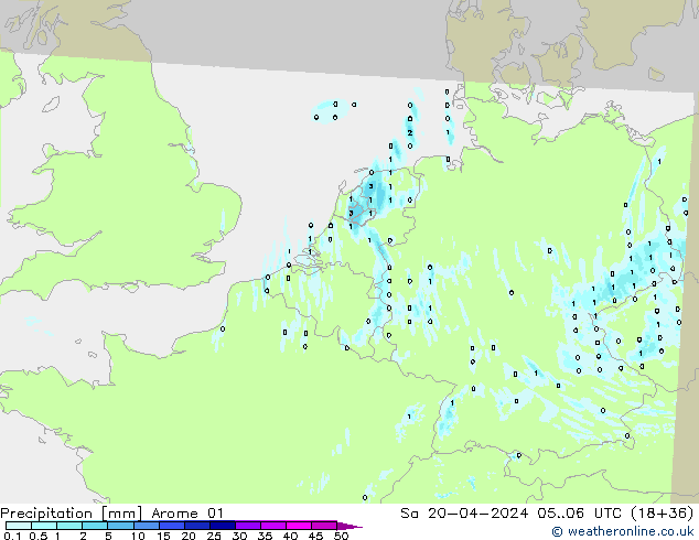 Precipitation Arome 01 Sa 20.04.2024 06 UTC