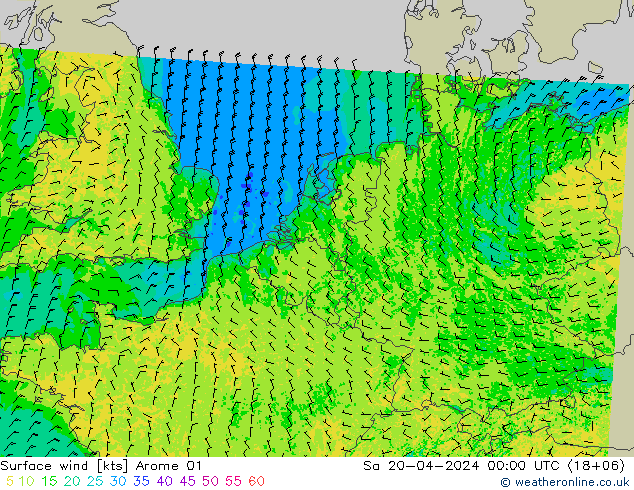 Surface wind Arome 01 Sa 20.04.2024 00 UTC
