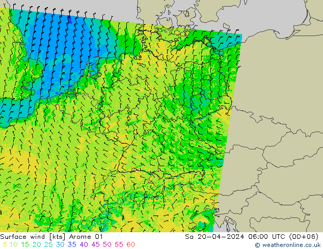 Bodenwind Arome 01 Sa 20.04.2024 06 UTC
