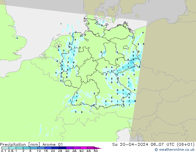 Precipitation Arome 01 Sa 20.04.2024 07 UTC