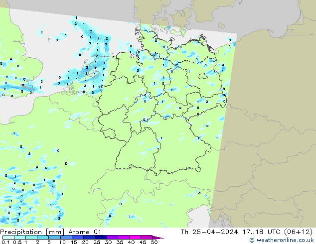 Precipitation Arome 01 Th 25.04.2024 18 UTC