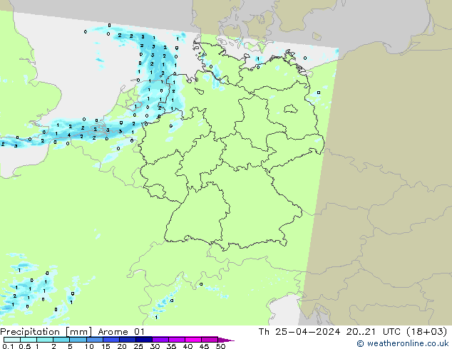 Precipitation Arome 01 Th 25.04.2024 21 UTC