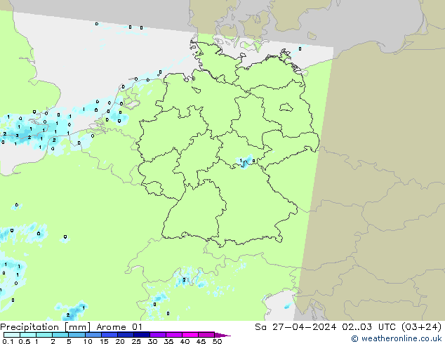 Precipitation Arome 01 Sa 27.04.2024 03 UTC