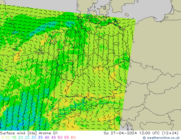 Surface wind Arome 01 Sa 27.04.2024 12 UTC