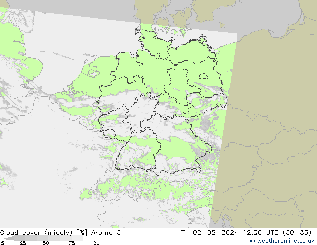 nuvens (médio) Arome 01 Qui 02.05.2024 12 UTC