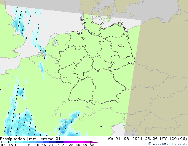 Yağış Arome 01 Çar 01.05.2024 06 UTC