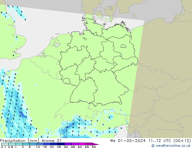 Precipitazione Arome 01 mer 01.05.2024 12 UTC