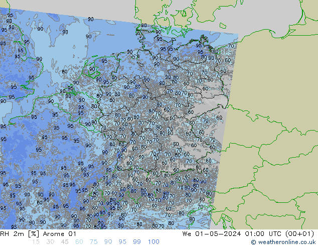 RH 2m Arome 01  01.05.2024 01 UTC