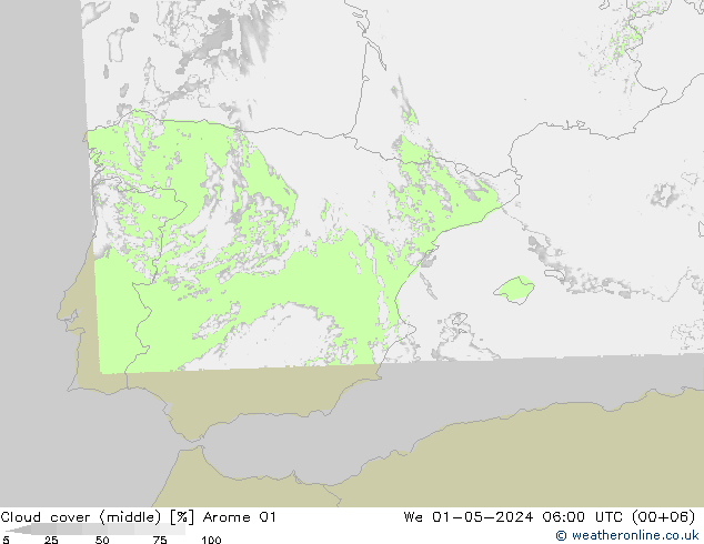 Bulutlar (orta) Arome 01 Çar 01.05.2024 06 UTC