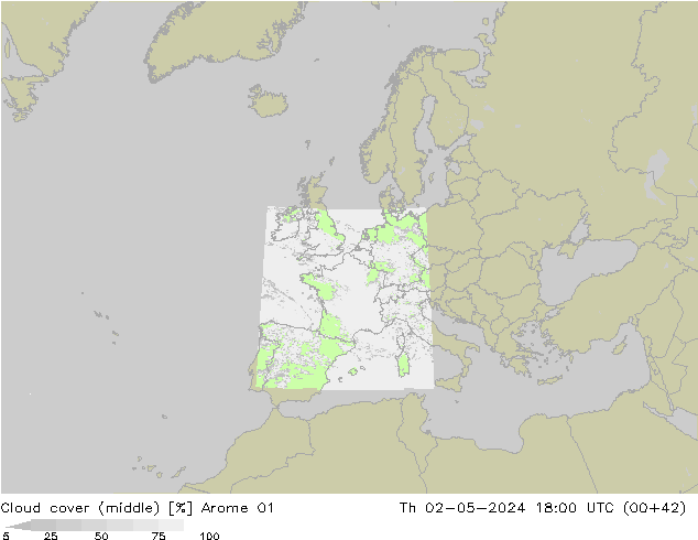 Nubi medie Arome 01 gio 02.05.2024 18 UTC