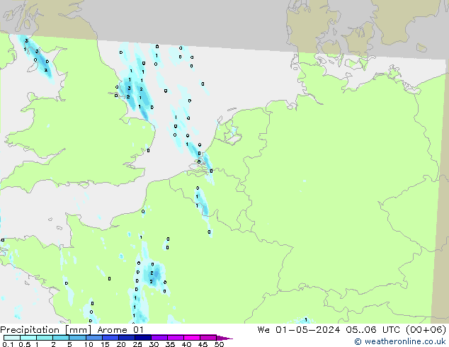 Precipitación Arome 01 mié 01.05.2024 06 UTC