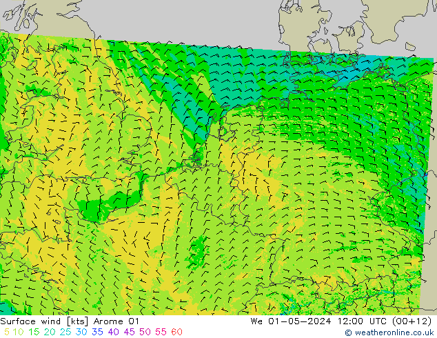 Bodenwind Arome 01 Mi 01.05.2024 12 UTC