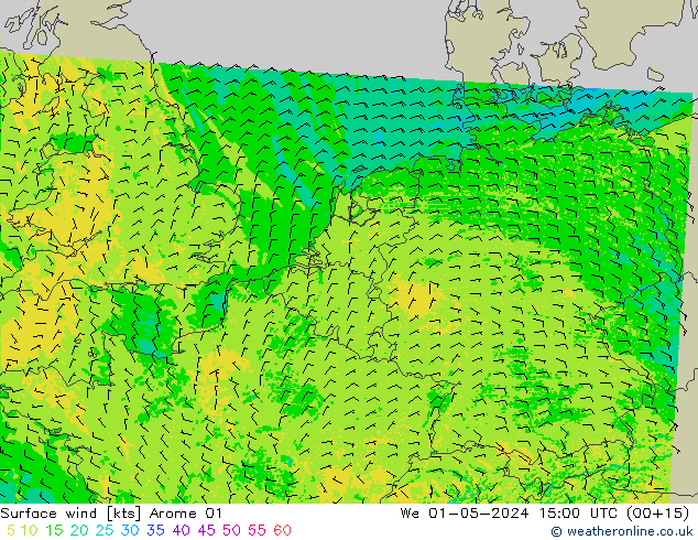 Bodenwind Arome 01 Mi 01.05.2024 15 UTC