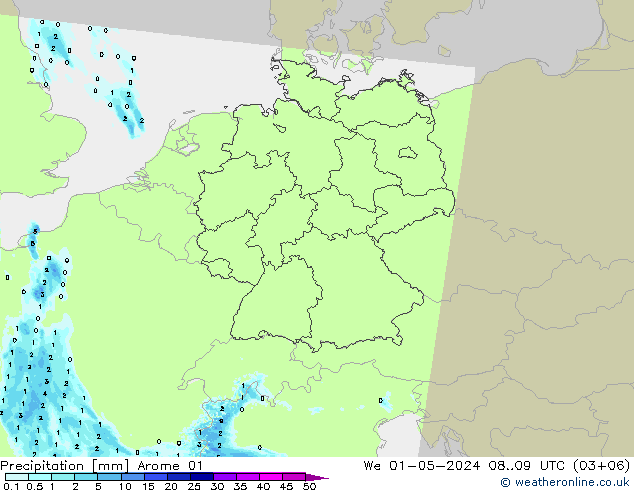 Precipitación Arome 01 mié 01.05.2024 09 UTC