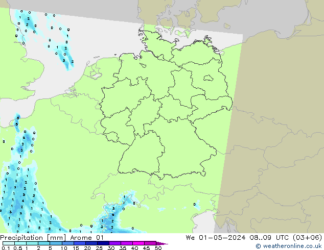 降水 Arome 01 星期三 01.05.2024 09 UTC