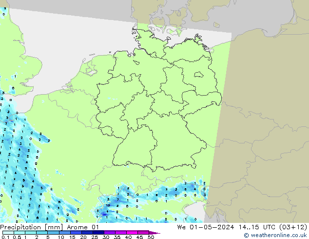 Precipitazione Arome 01 mer 01.05.2024 15 UTC