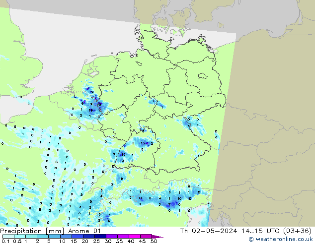 Precipitation Arome 01 Th 02.05.2024 15 UTC