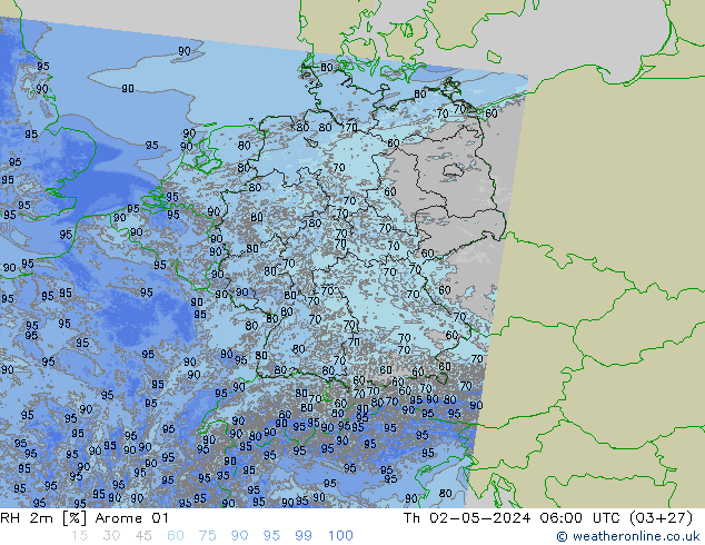 RH 2m Arome 01 чт 02.05.2024 06 UTC