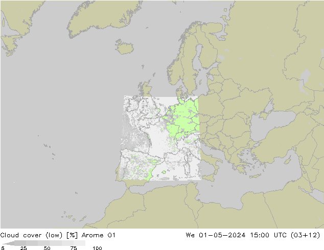 Wolken (tief) Arome 01 Mi 01.05.2024 15 UTC