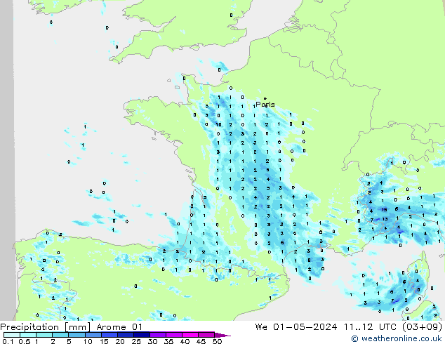 Yağış Arome 01 Çar 01.05.2024 12 UTC