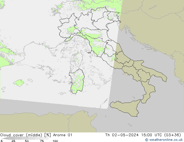 Bewolking (Middelb.) Arome 01 do 02.05.2024 15 UTC