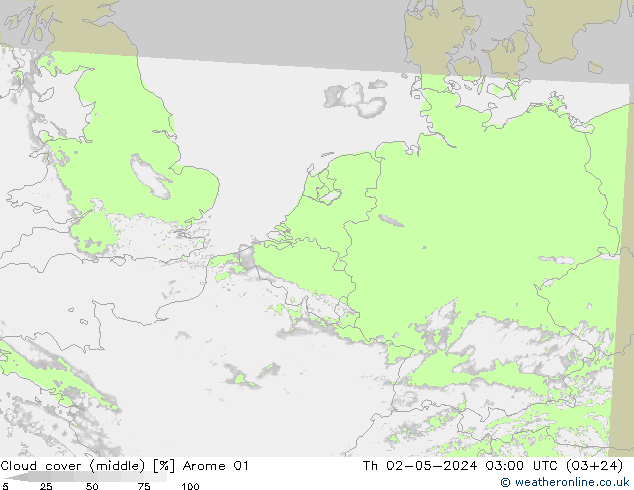 Nubes medias Arome 01 jue 02.05.2024 03 UTC